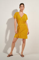 nalia Loose-fitting tunic dress in light ochre voile