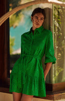 roane Green lace dress with open back