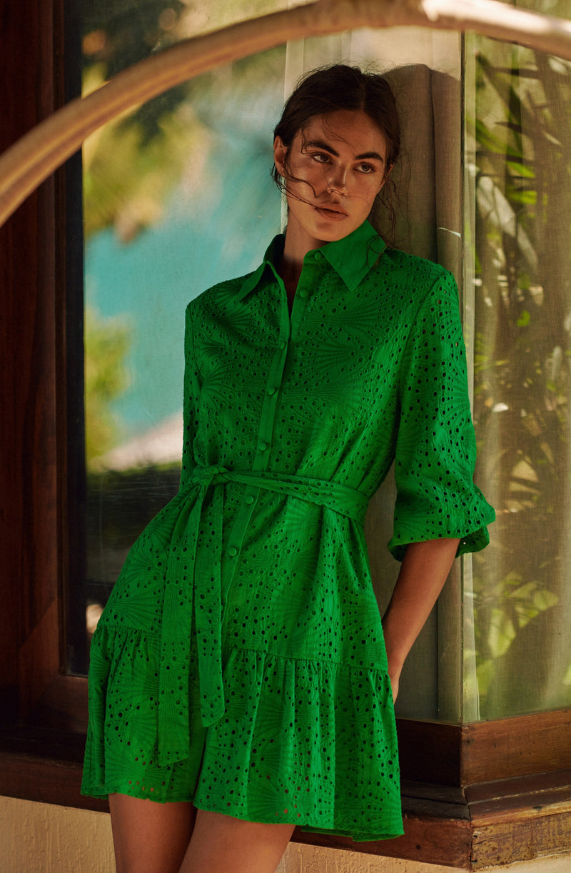 roane Green vestido de encaje con espalda abierta