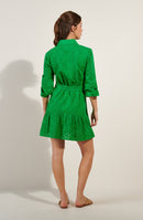 roane Green lace dress with open back