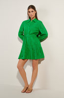 roane Green lace dress with open back