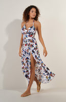 rona Long printed wrap dress WONDERLAND back nu