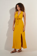 rova Ochre long dress with open back