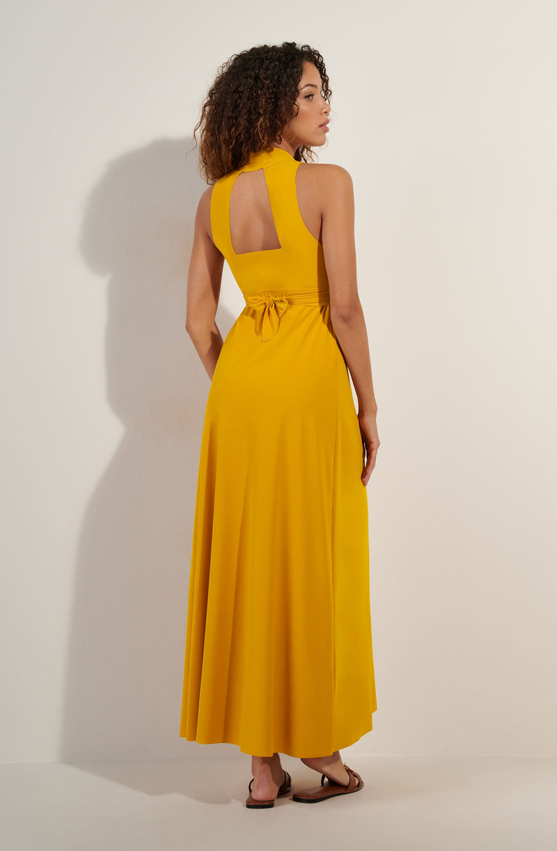 rova Ochre long dress with open back