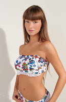 valli WONDERLAND print bandeau bañador top con volante