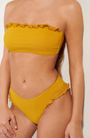 valli Ochre bandeau traje de baño top con volante