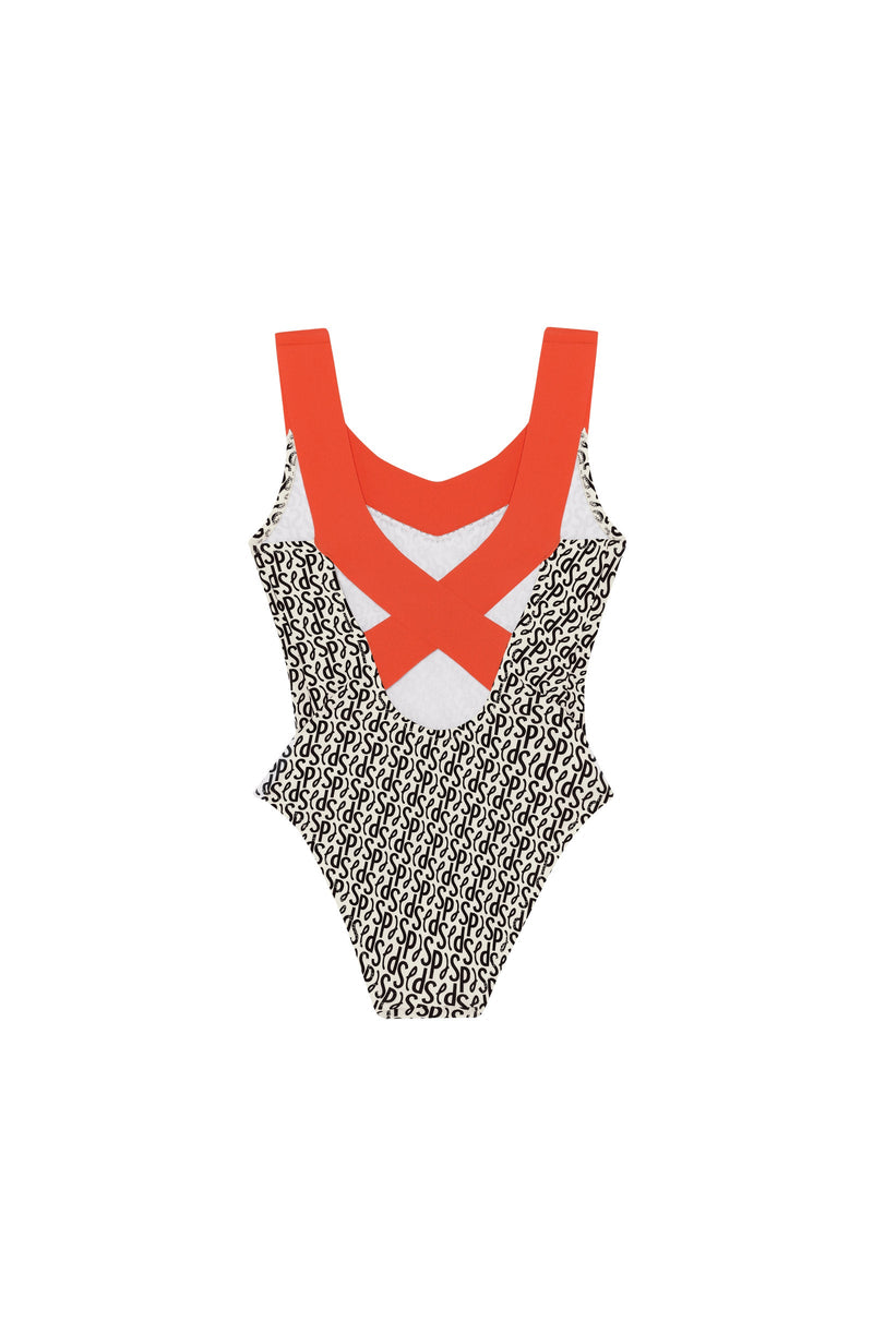 yos swimsuit one-piece children's swimsuit with crossed straps printed back SIGNATURE