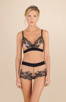 aimee Soutien-gorge en tulle transparent, broderie or et marine