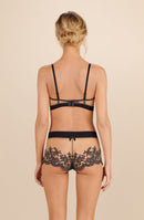 aimee Soutien-gorge en tulle transparent, broderie or et marine