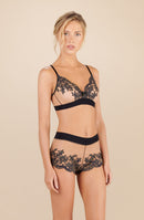 aimee Soutien-gorge en tulle transparent, broderie or et marine