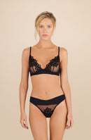 chaya Tanga in black tulle and embroidery