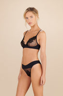 chaya Tanga in black tulle and embroidery