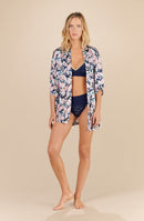 delila Kimono in printed satin MAGNOLIA