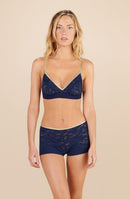 dylan Navy high-waisted shorty in lace and lurex