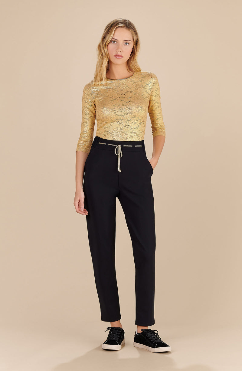 hailey Black pants with gold laces