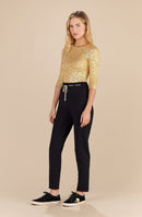 hailey Black pants with gold laces