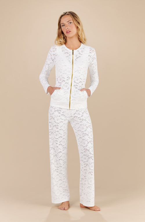 luyna - lace foam cardigan blanc