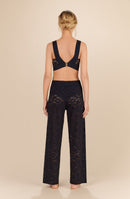 pooja Pantalon droit en dentelle noire