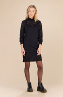 rajae Black lace dress with high collar