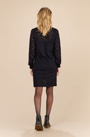 rajae Black lace dress with high collar