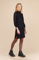 rajae Black lace dress with high collar