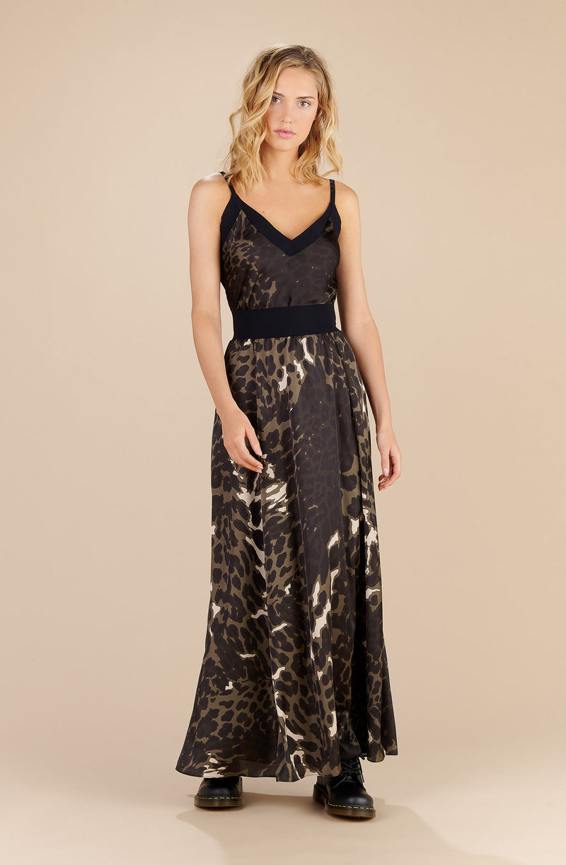 scotty Printed satin long skirt JUNGLE