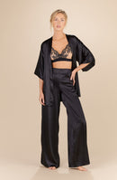 tom Black silk wide-leg pants