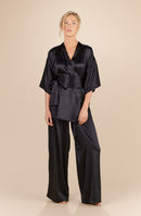 tom Black silk wide-leg pants