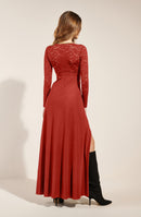 rivia Brick two-piece long dress in lace and voile