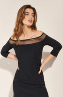 rosia Fishnet boat neck dress