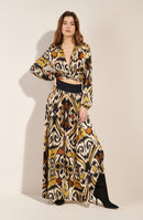 scotty ikat IKAT printed satin long skirt