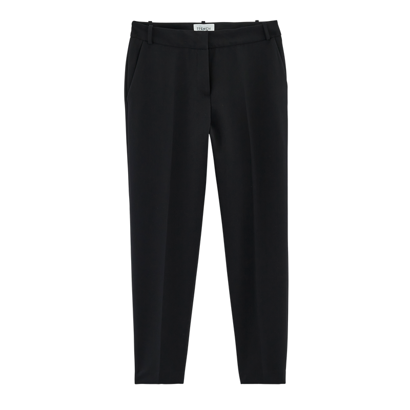 Pantalon Cigarette En Tissu Fluide Noir