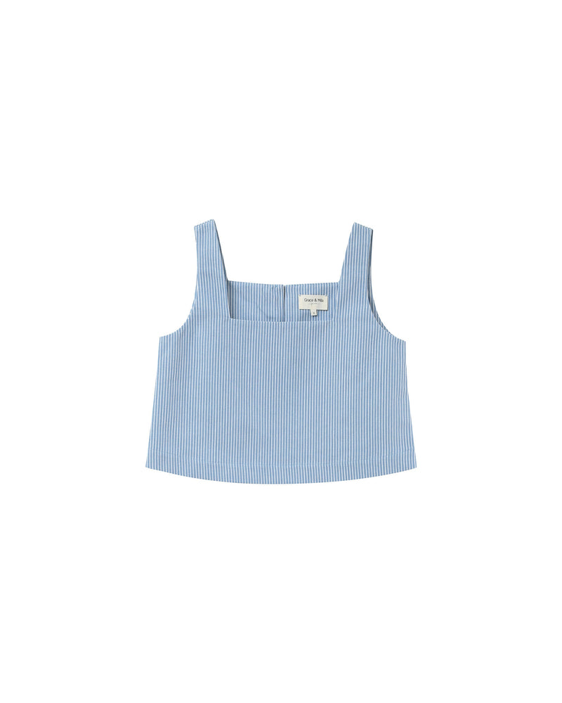 Peanut Blue Striped Crop Top