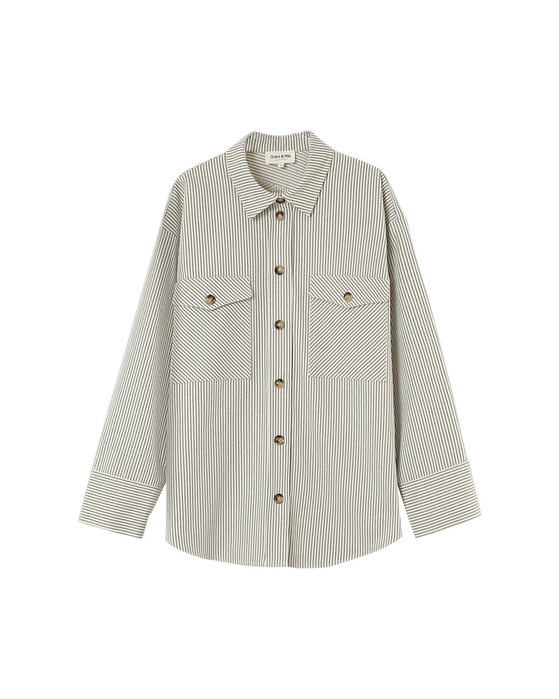 Peggy Ecru Striped Overshirt