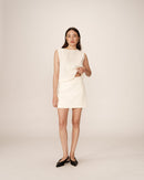 Short Ecru Pekin Skirt