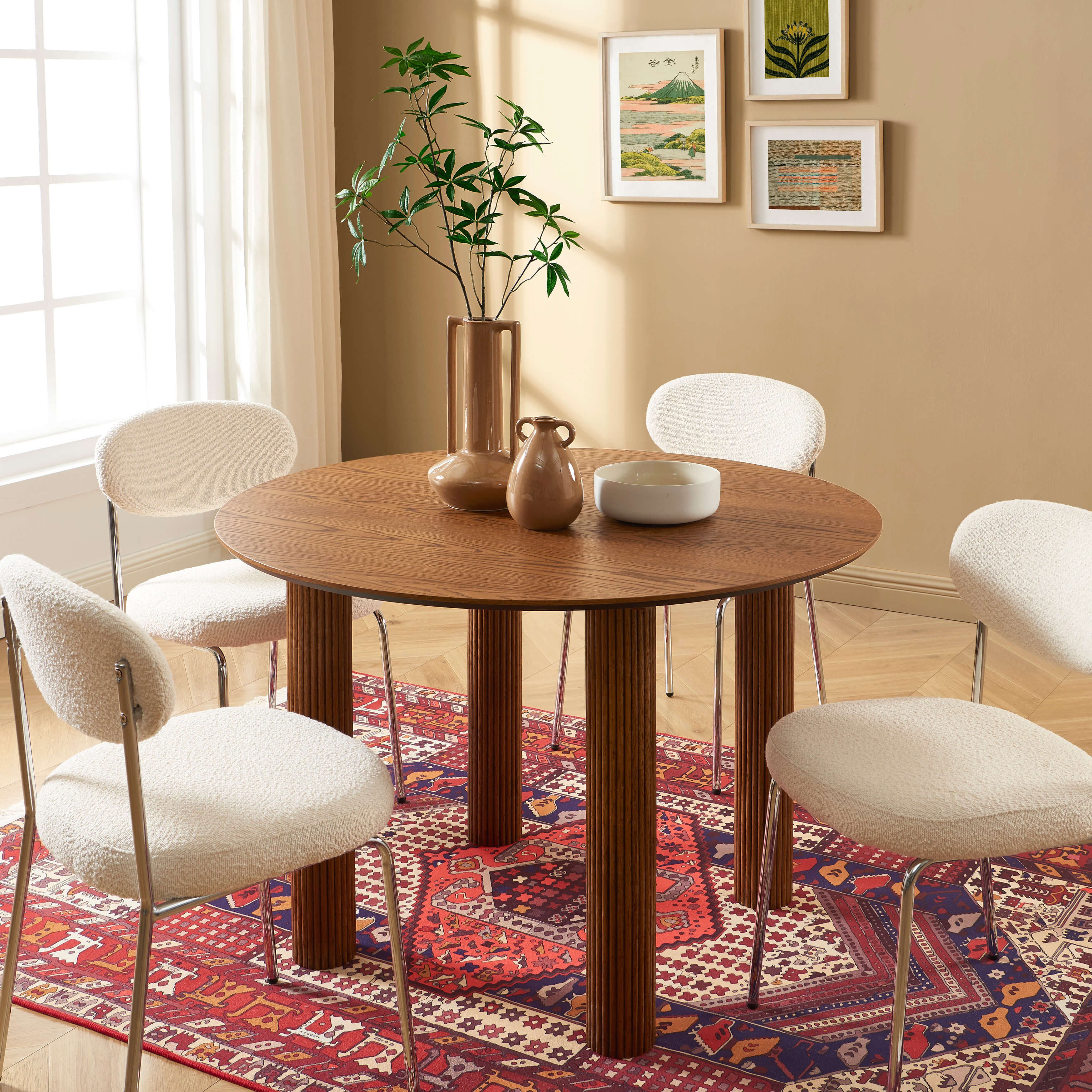 Penelope - Table De Séjour - Placage Chêne - Noyer