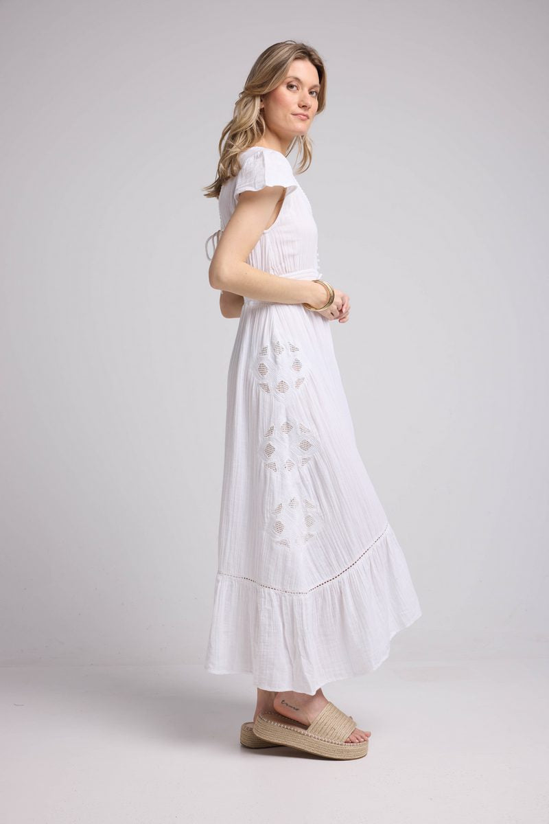 Robe Long Manches Courtes - Blanc