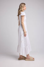 Robe Long Manches Courtes - Blanc