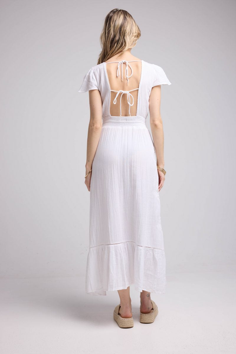 Robe Long Manches Courtes - Blanc