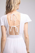 Robe Long Manches Courtes - Blanc