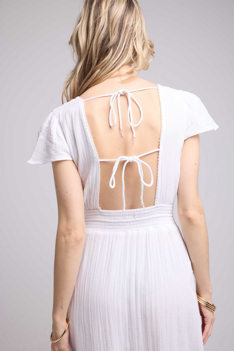 Robe Long Manches Courtes - Blanc