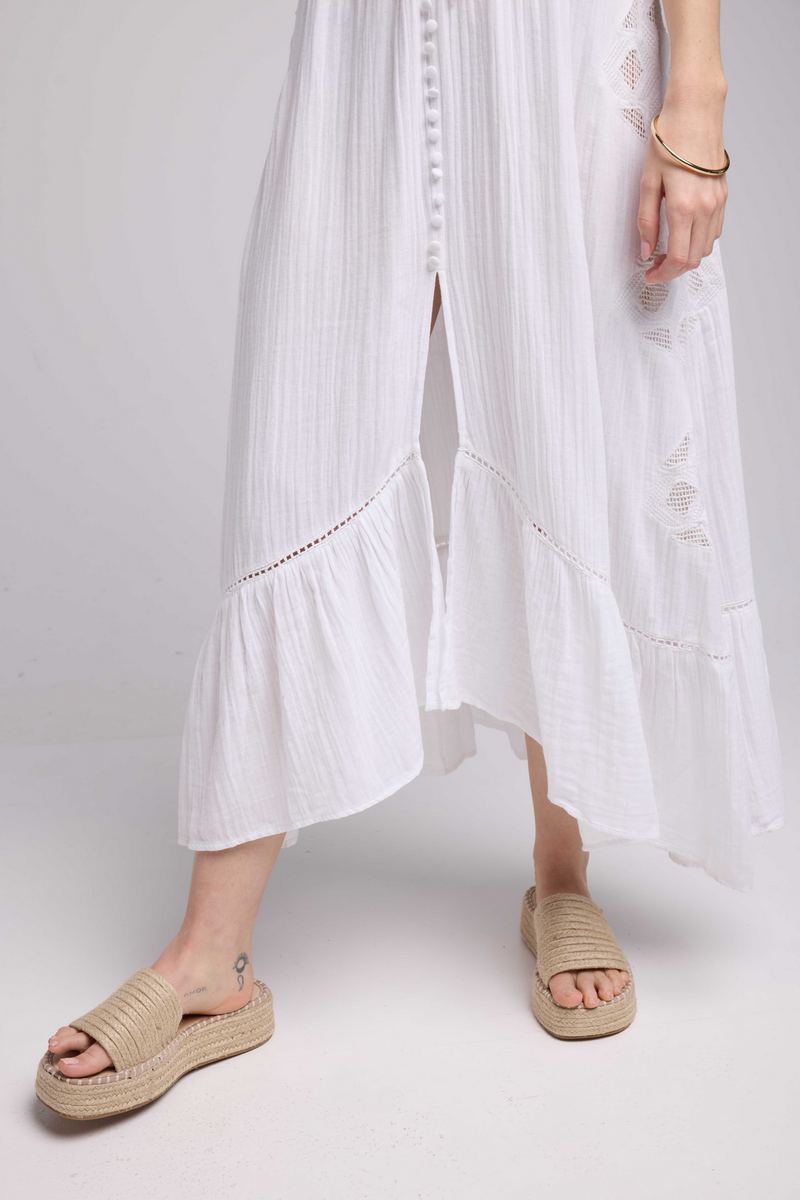 Robe Long Manches Courtes - Blanc