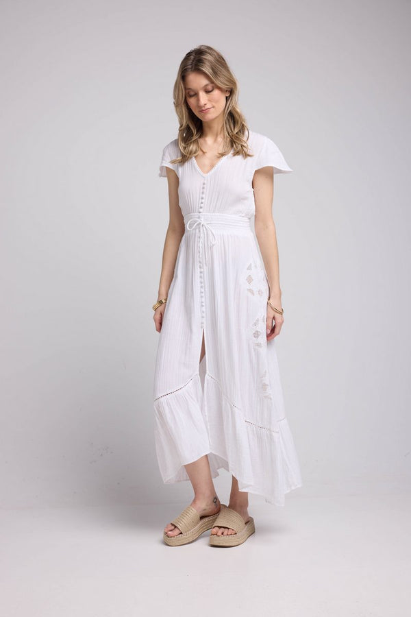 Robe Long Manches Courtes - Blanc