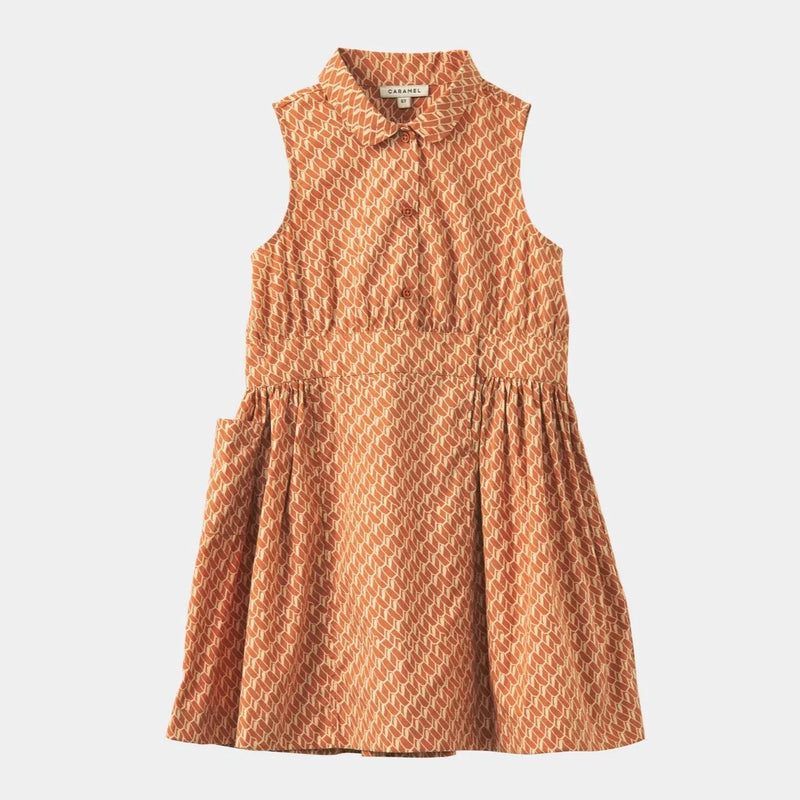 Caramel - Vestido con estampado geométrico de albaricoque y pingüino