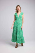 Robe Longue Sans Manche - Fleurs Vertes