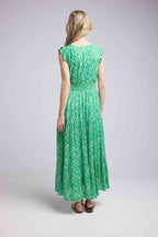 Robe Longue Sans Manche - Fleurs Vertes
