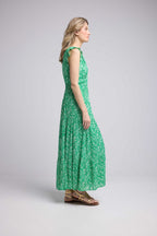 Robe Longue Sans Manche - Fleurs Vertes