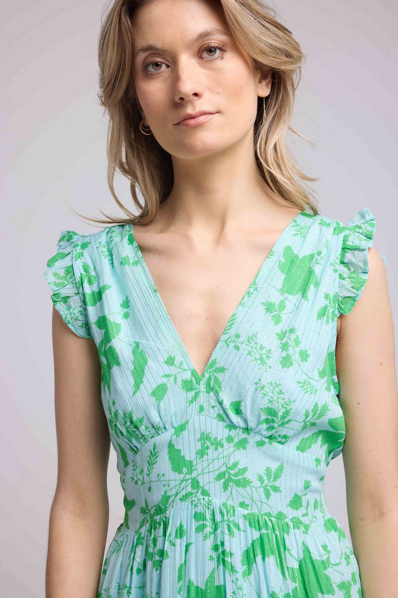 Vestido largo sin mangas - Verde Azul