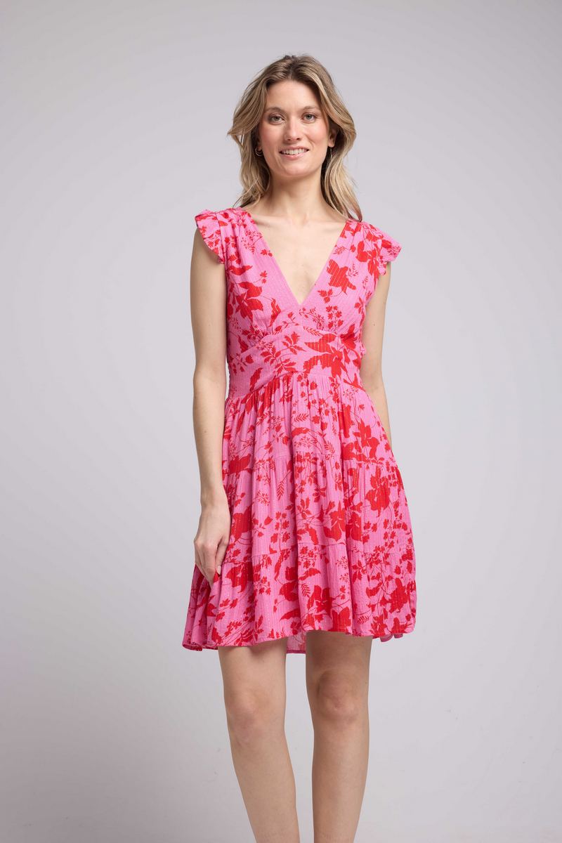 Robe Courte Sans Manche - Rose Rouge