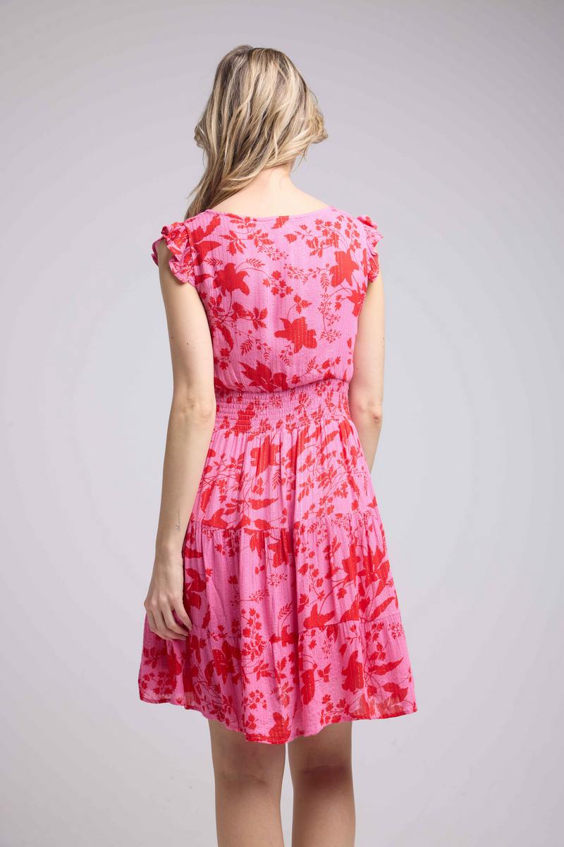 Robe Courte Sans Manche - Rose Rouge